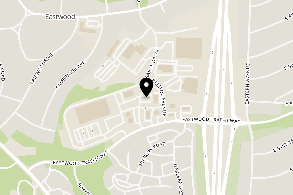 Map showing the location of Charlie D's Seafood and Chicken Ararat Drive on 5111 Ararat Drive in Kansas City